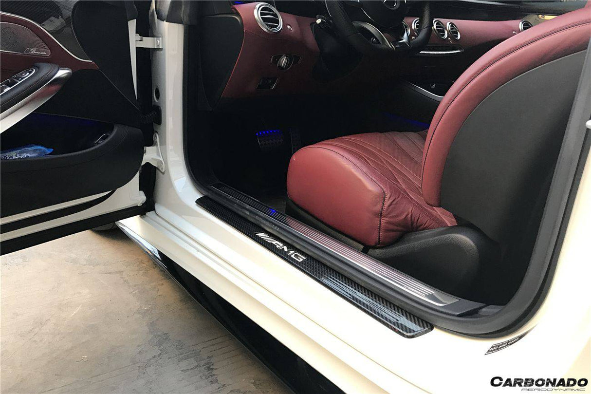 2014-2021 Mercedes Benz C217 S63 S65 AMG Coupe OE Style Dry Carbon Fiber Door Sills Steps Cover