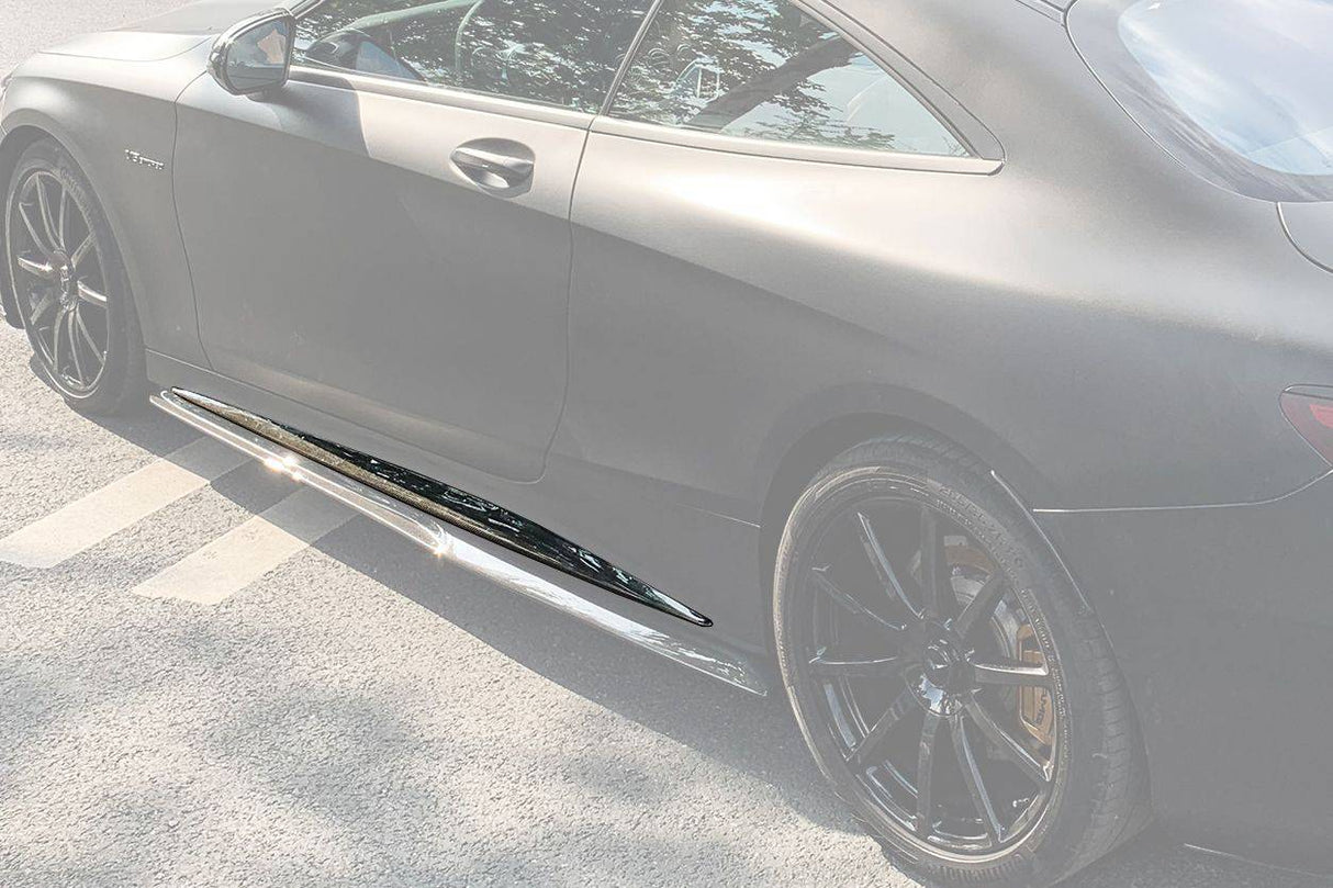2014-2021 Mercedes Benz C217 S63 S65 AMG Coupe OE Style Carbon Fiber Side Skirts Extension Add On Lip