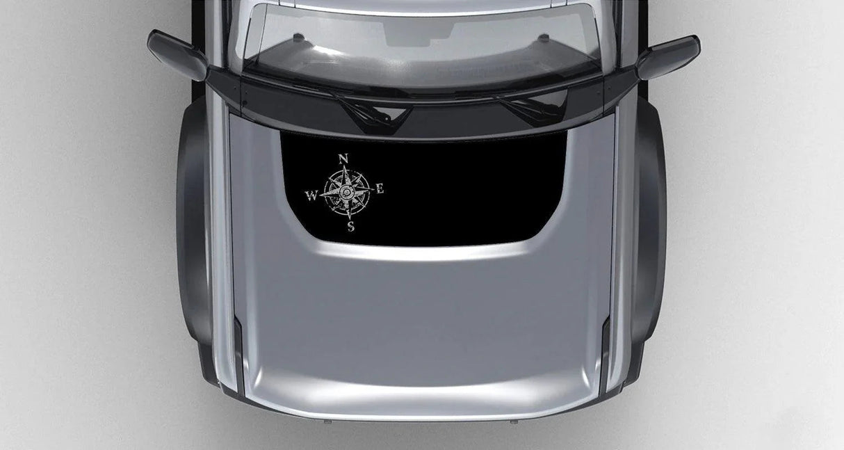 Stealth Black Compass Rose Hood Overlay (Printed Series) - 2021+ Bronco