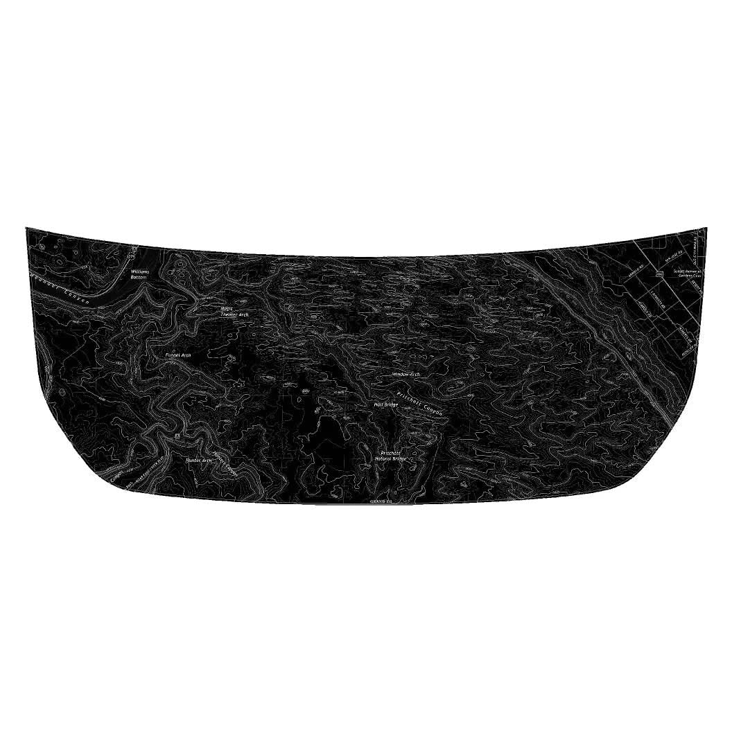 Stealth Black Moab Topographic Map Hood Overlay (Printed Series) - 2021+ Bronco
