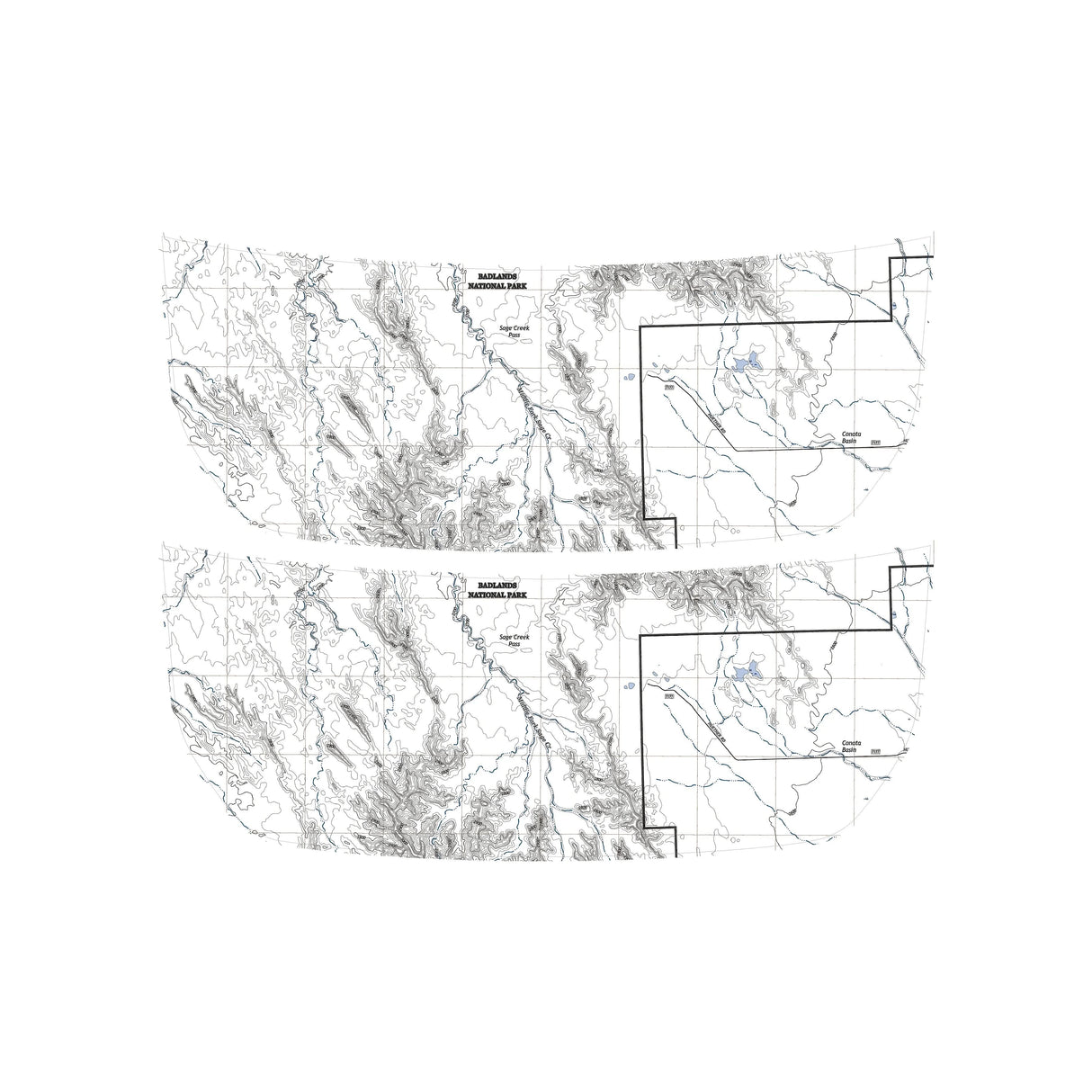 Stealth Clear Badlands Topographic Map Hood Overlay - 2021+ Bronco