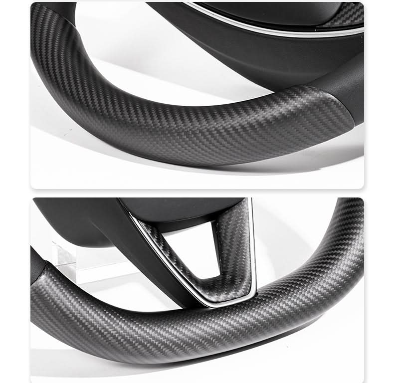 Steering Wheel Trim Covers for Model Y Juniper / Model 3 Highland | Real Dry Carbon Fiber