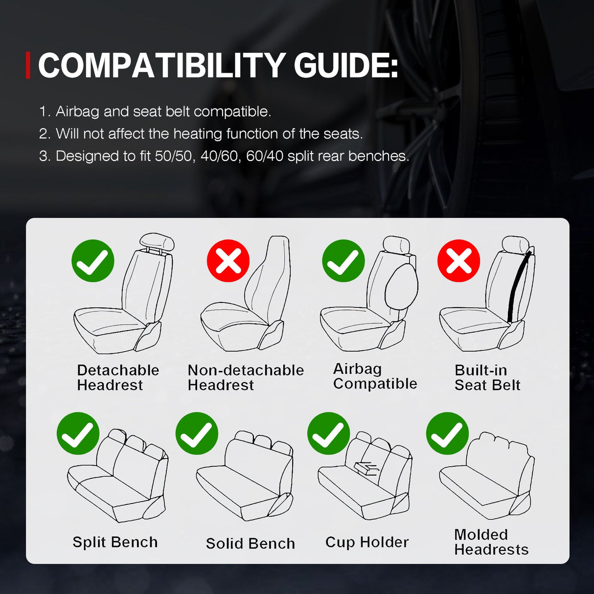 Universal Car Seat Covers Cushion Protecots PU Leather - 03 Style