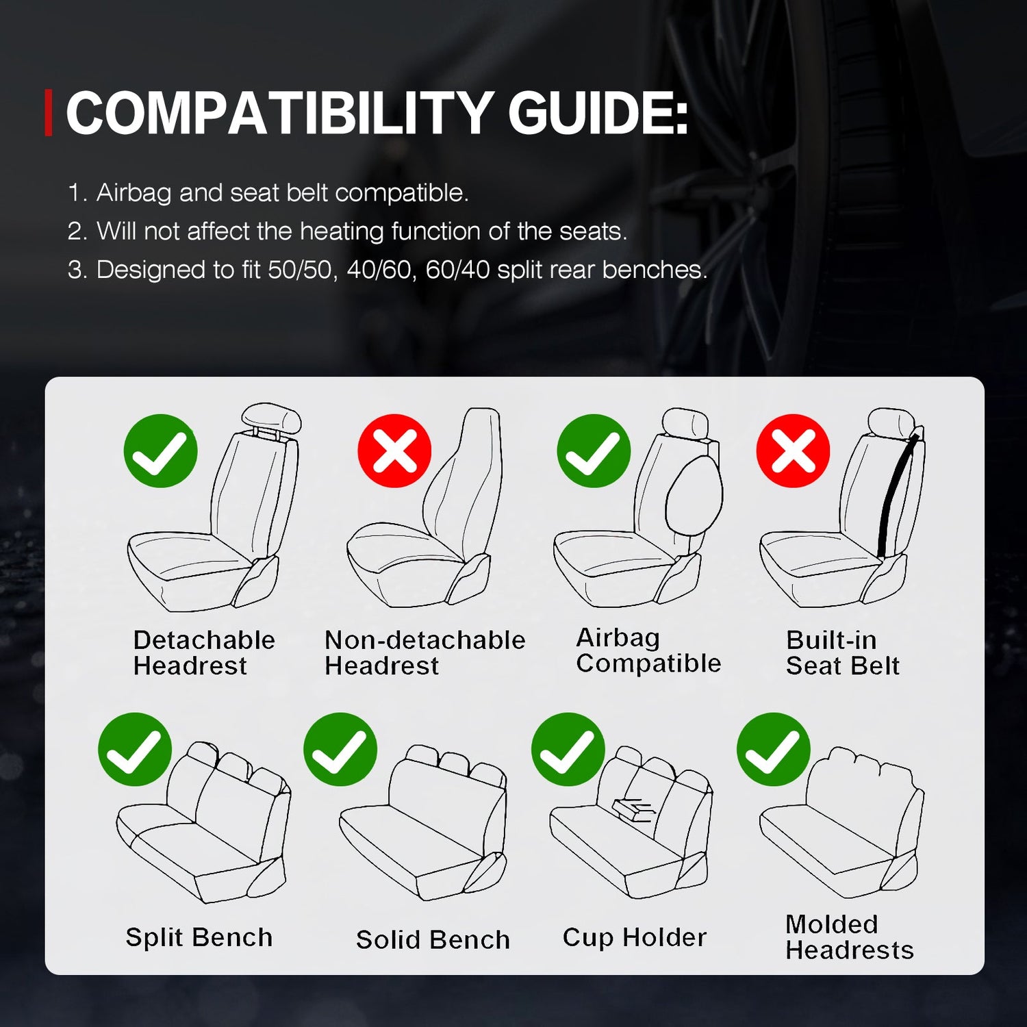 Universal Car Seat Covers Cushion Protecots PU Leather - 03 Style