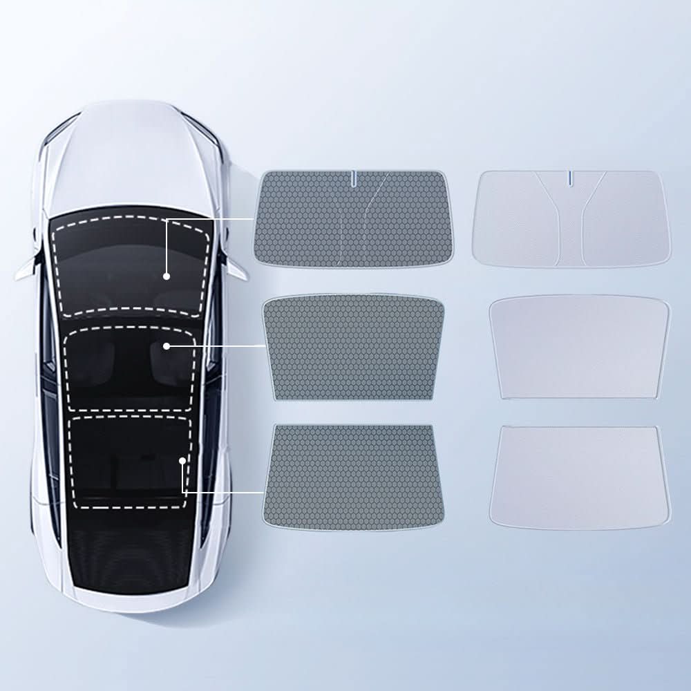 Summer Comfort Pack: Roof & Windshield Shades for Model 3 Highland