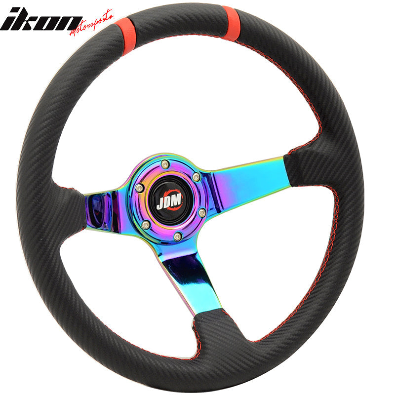 350MM Black CF Print Neo Spoke Sport Racing Steering Wheel Logo