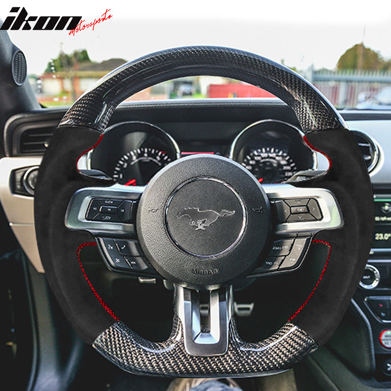 2015-2017 Mustang V1 Matte Steering Wheel Carbon Fiber Synthetic Suede