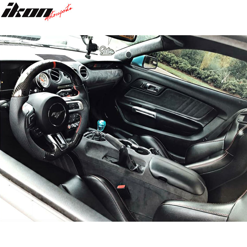 2015-2017 Mustang V4 Matte Steering Wheel Red Ring CF Real Leather