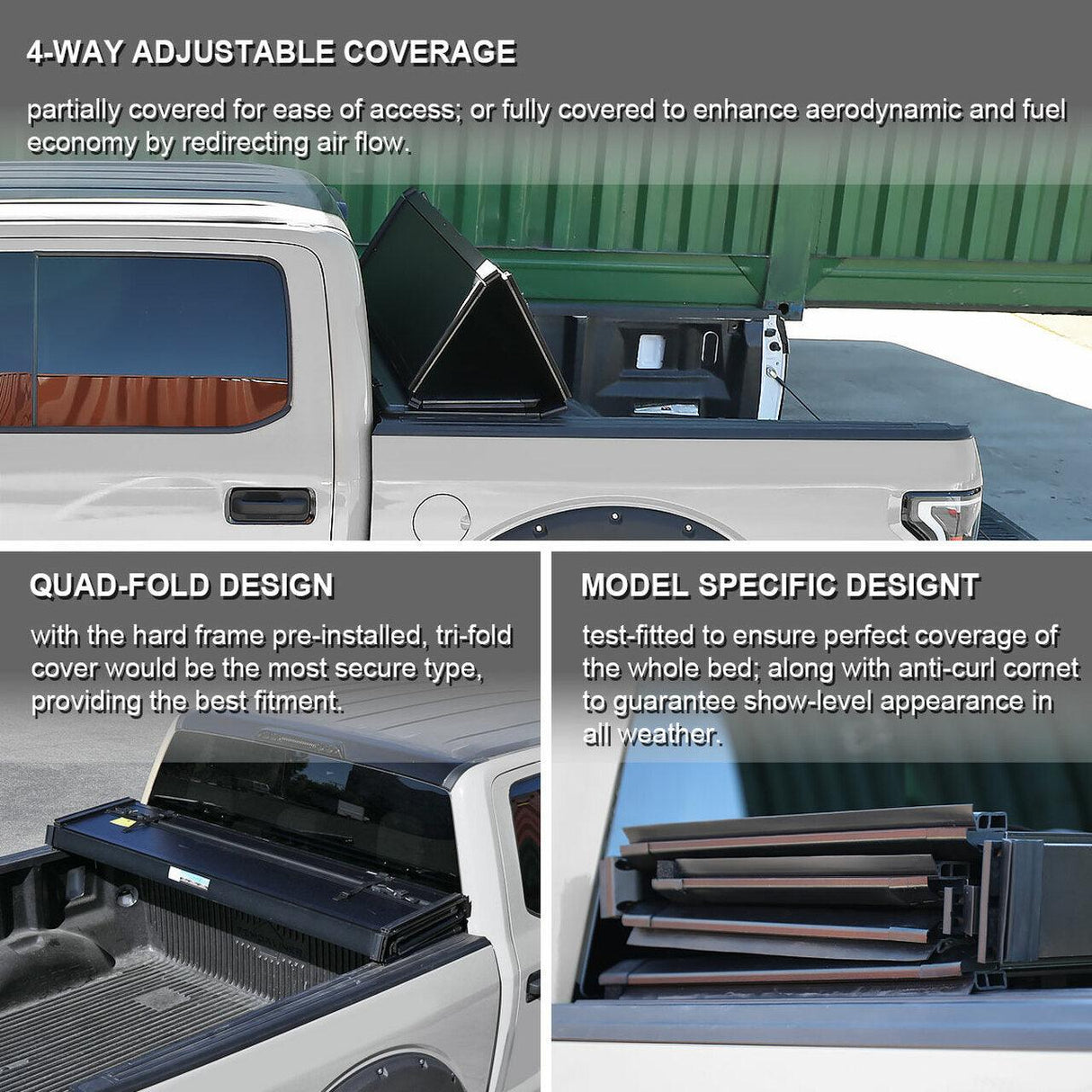 Spec-D Tonneau Cover Nissan Titan (04-20) For 6' 7" or 5' 7" Bed Locking Quad Fold