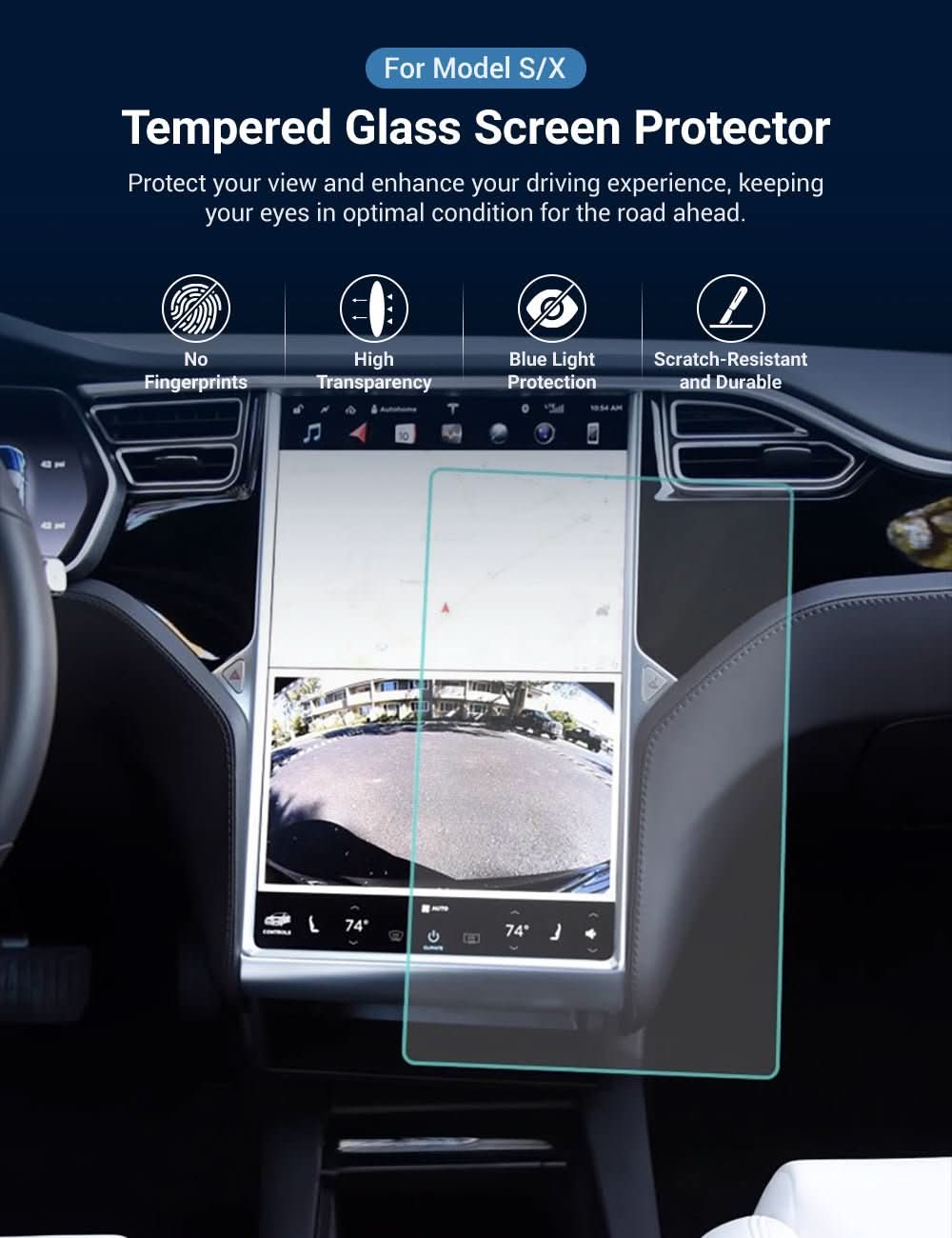 Tempered Glass Screen Protector for Model S/X【17 inch】