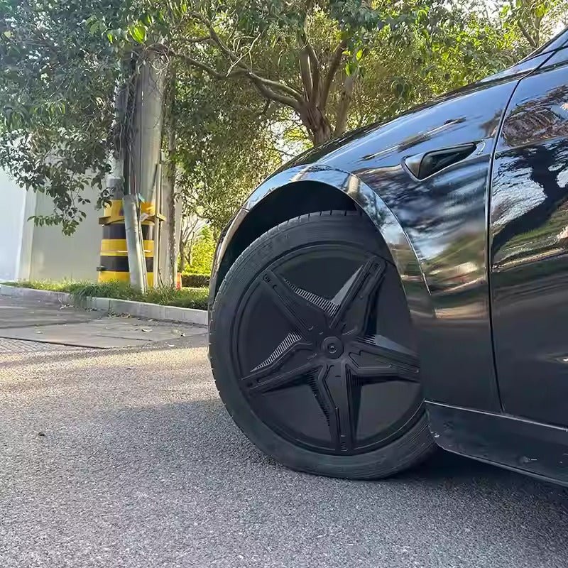 Starfish Style ABS Hubcaps for Model 3/Y | 18"/19" | 4-Piece Set | 2 Colors | Full Edge Coverage | Snap-On Install
