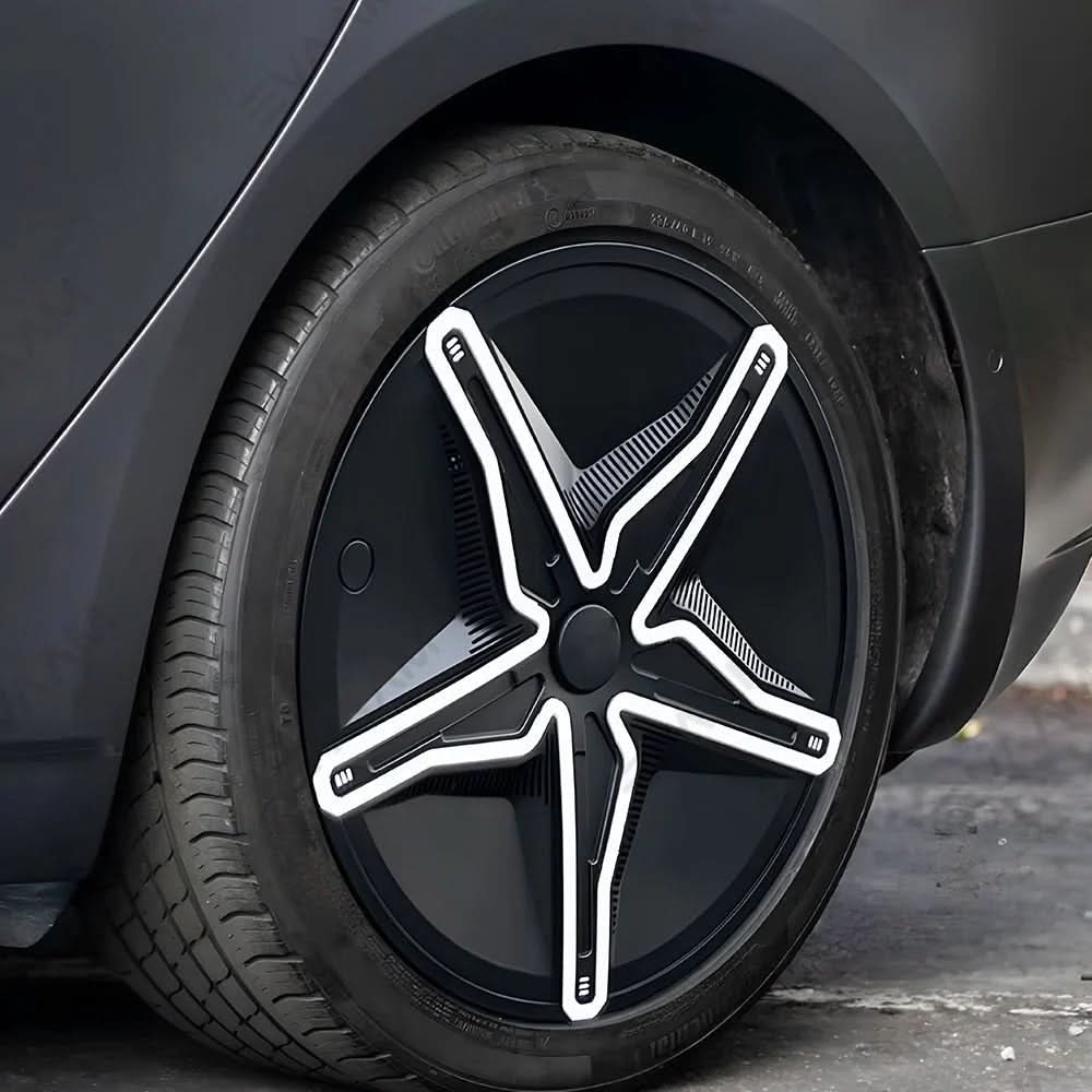 Starfish Style ABS Hubcaps for Model 3/Y | 18"/19" | 4-Piece Set | 2 Colors | Full Edge Coverage | Snap-On Install