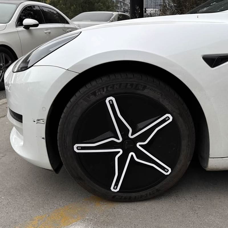 Starfish Style ABS Hubcaps for Model 3/Y | 18"/19" | 4-Piece Set | 2 Colors | Full Edge Coverage | Snap-On Install