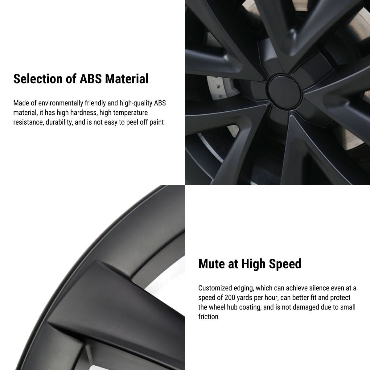 TESERY 18″ Wheel Caps S Plaid Style for Tesla Model 3 (4PCS)