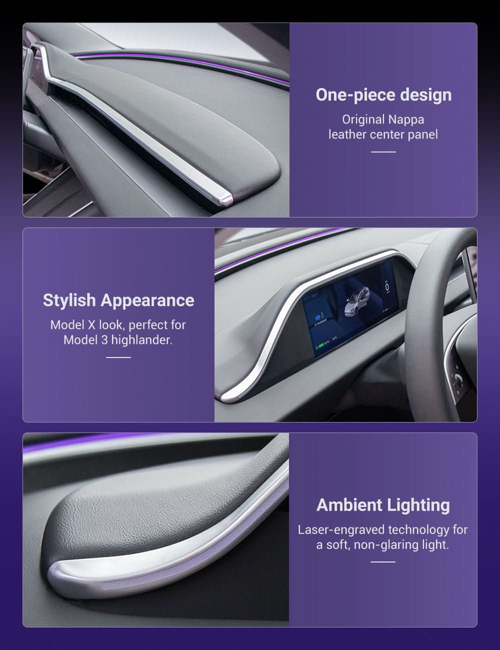 TESERY 8.9'' Dashboard Display with Ambient Lighting for Model 3 Highland / Model Y Juniper