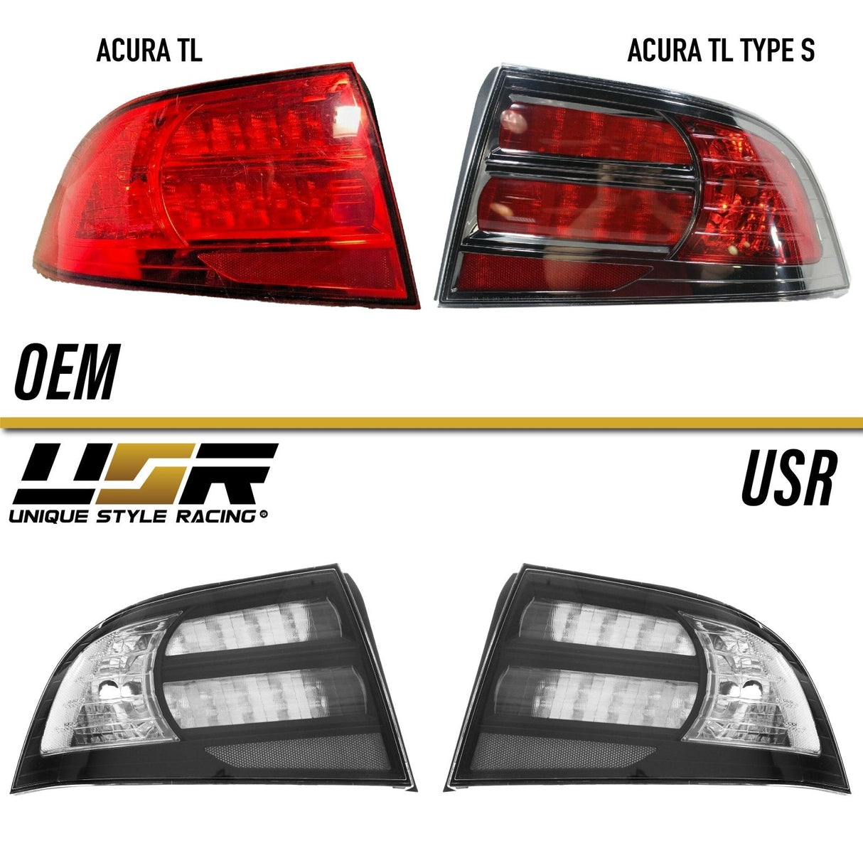 2004-2008 Acura TL Black Smoke Tail Lights Set