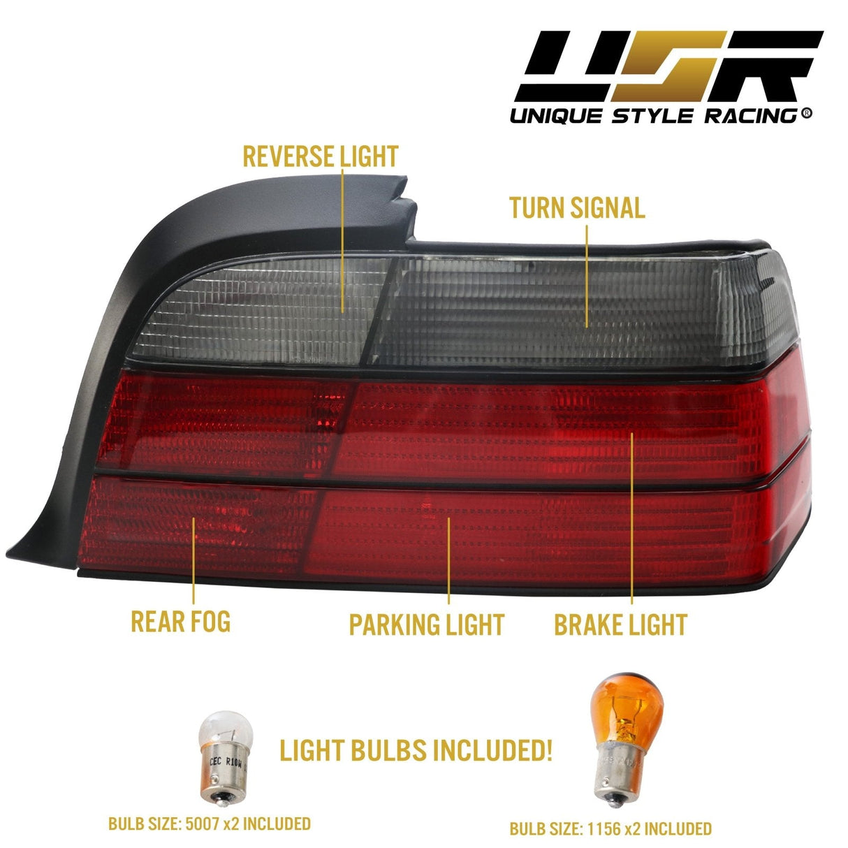 1992-1999 BMW E36 2D/Cabrio Red/Smoke Tail Lights