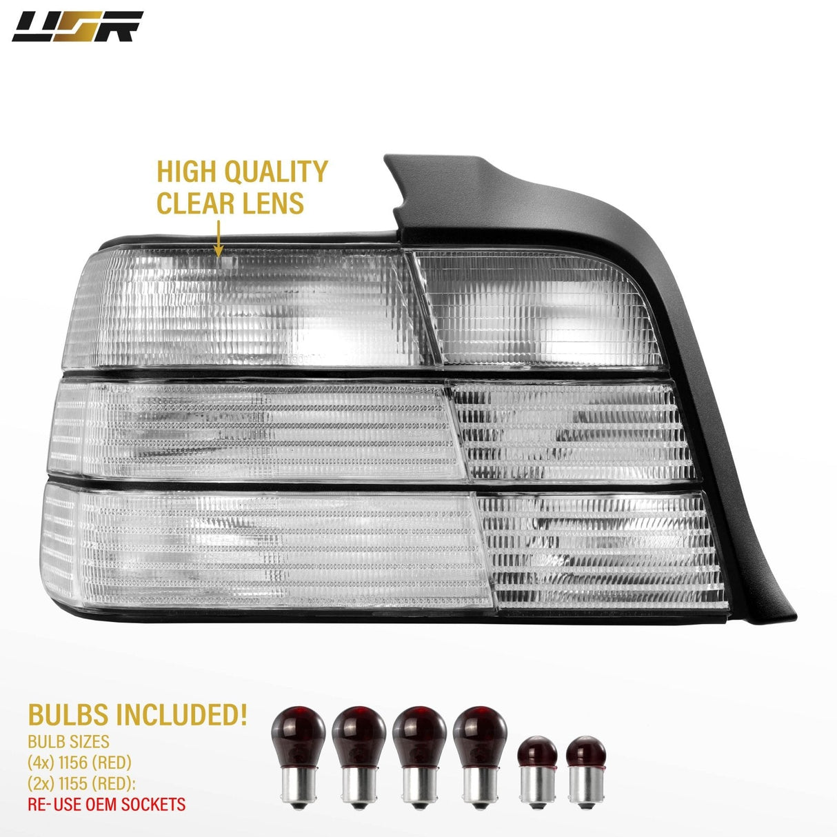 1992-1998 BMW E36 4 Door All Clear Tail Lights
