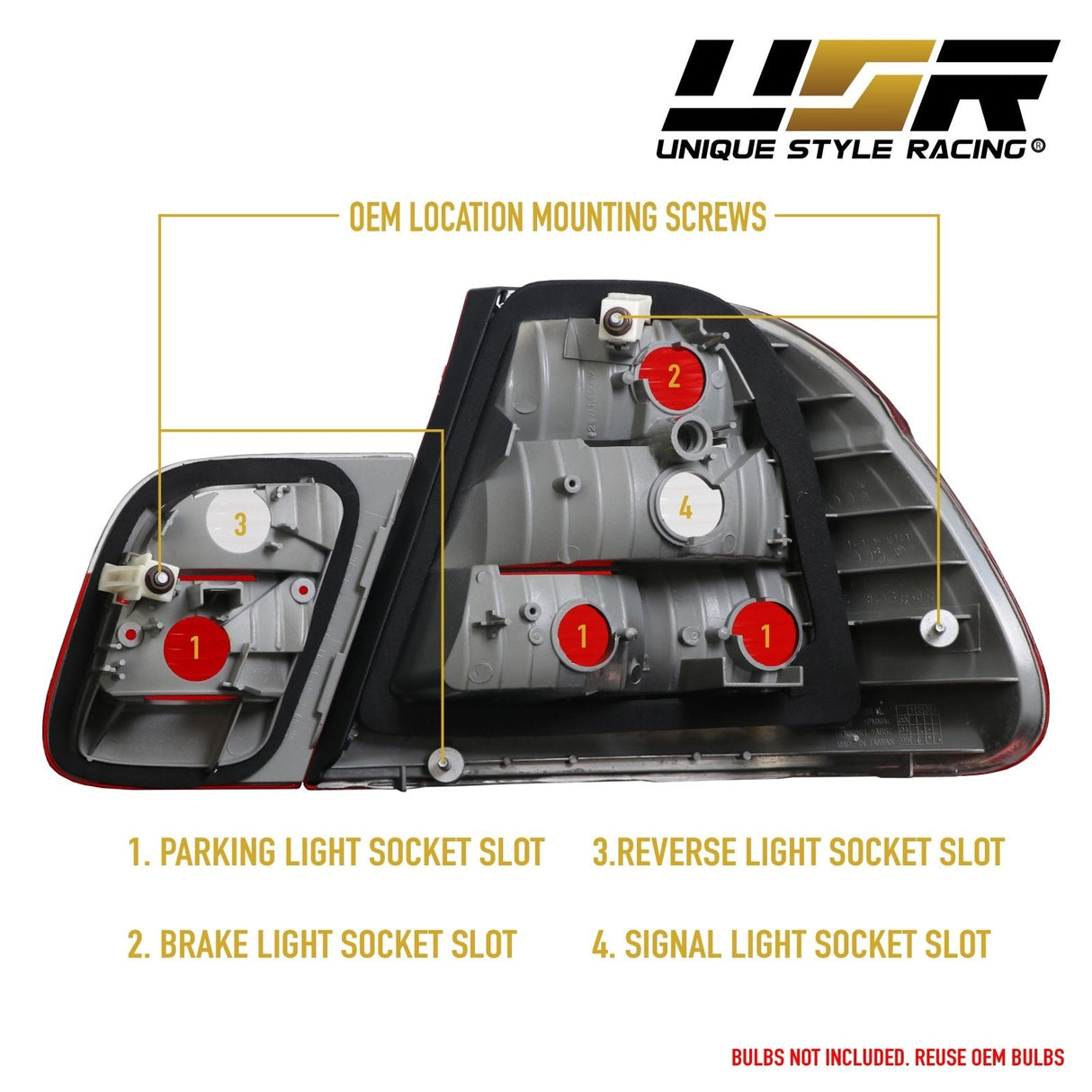 2002-2005 BMW E46 4D Red/Smoke/Red 4pcs Tail Lights