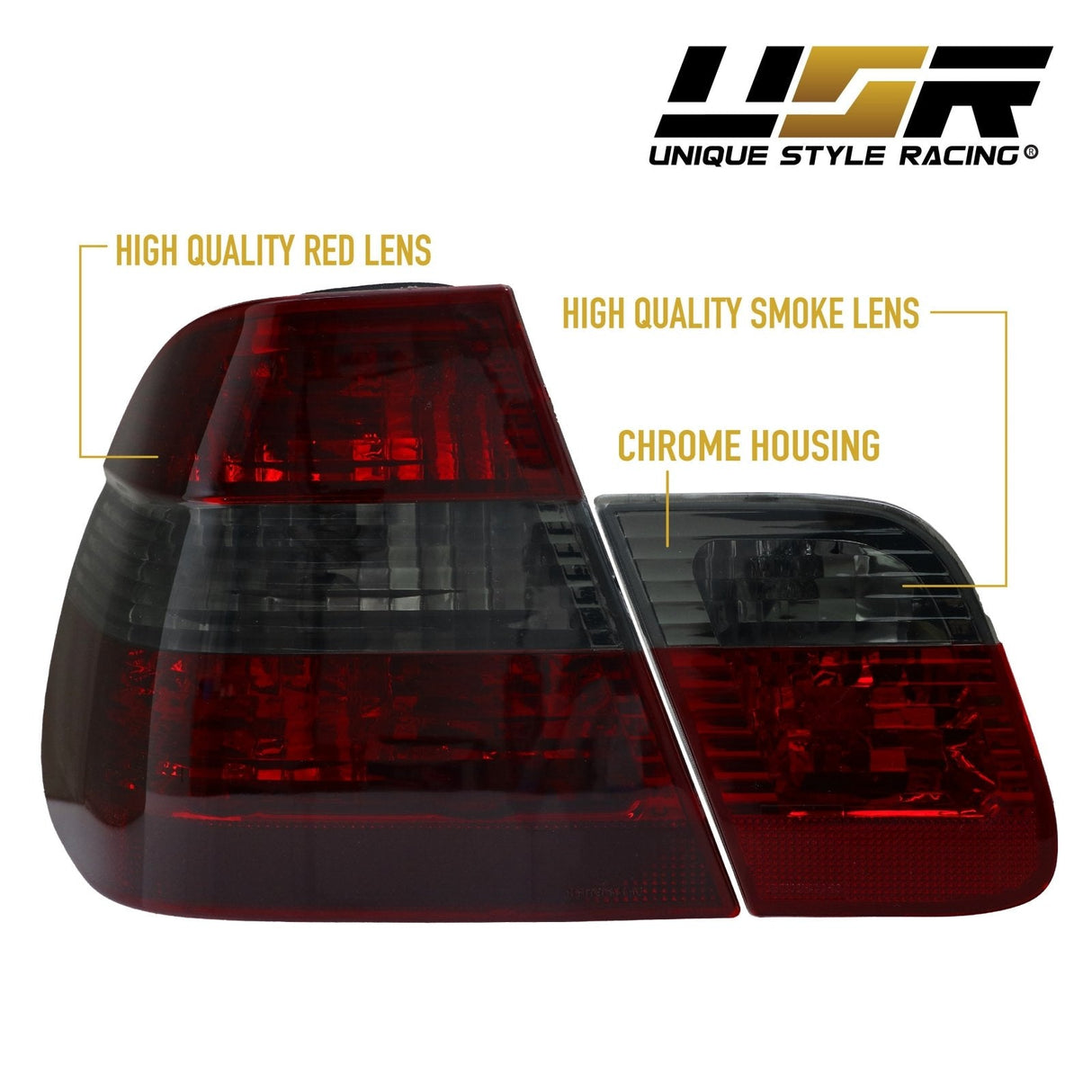 2002-2005 BMW E46 4D Red/Smoke/Red 4pcs Tail Lights