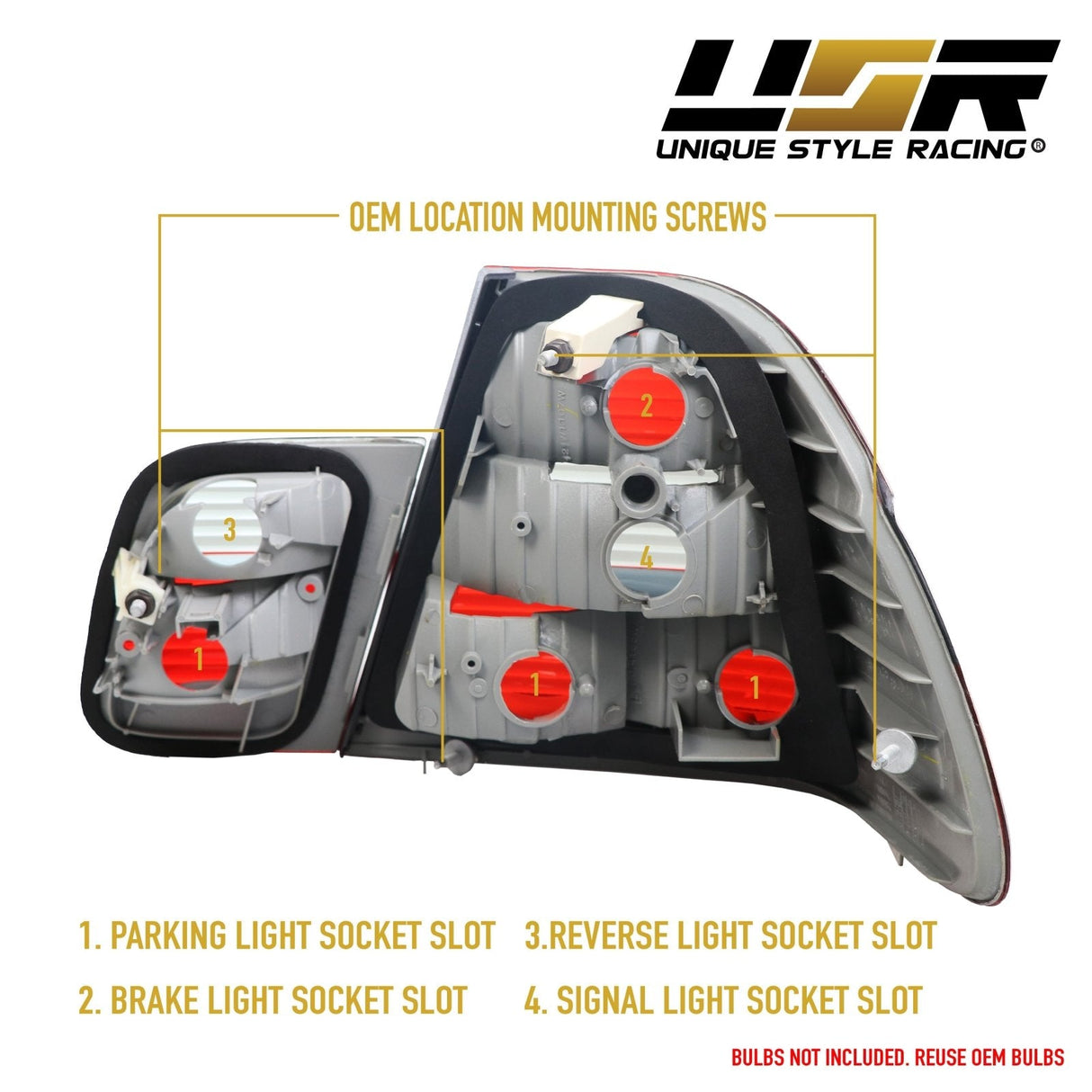 2002-2005 BMW E46 4D Red/Smoke/Red 4pcs Tail Lights