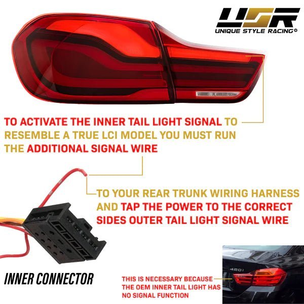 2014-2017 BMW 4 Series OE Style LED Light Bar Red Lens 4pcs Tail Light