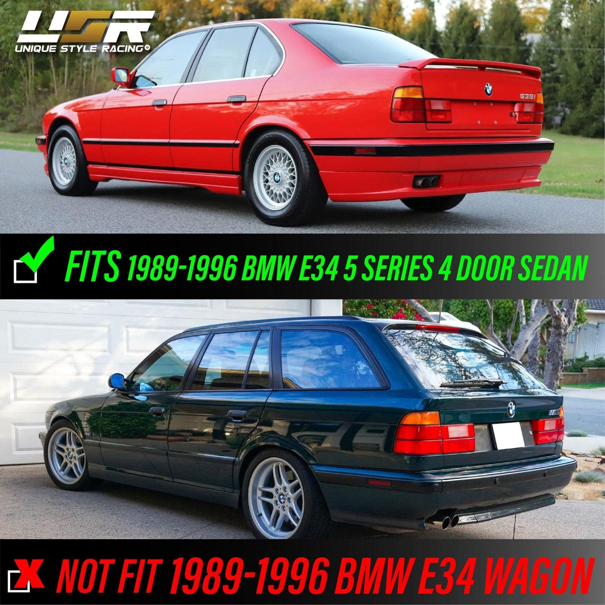 1989-1996 BMW E34 5 Series Red/Clear Tail Lights