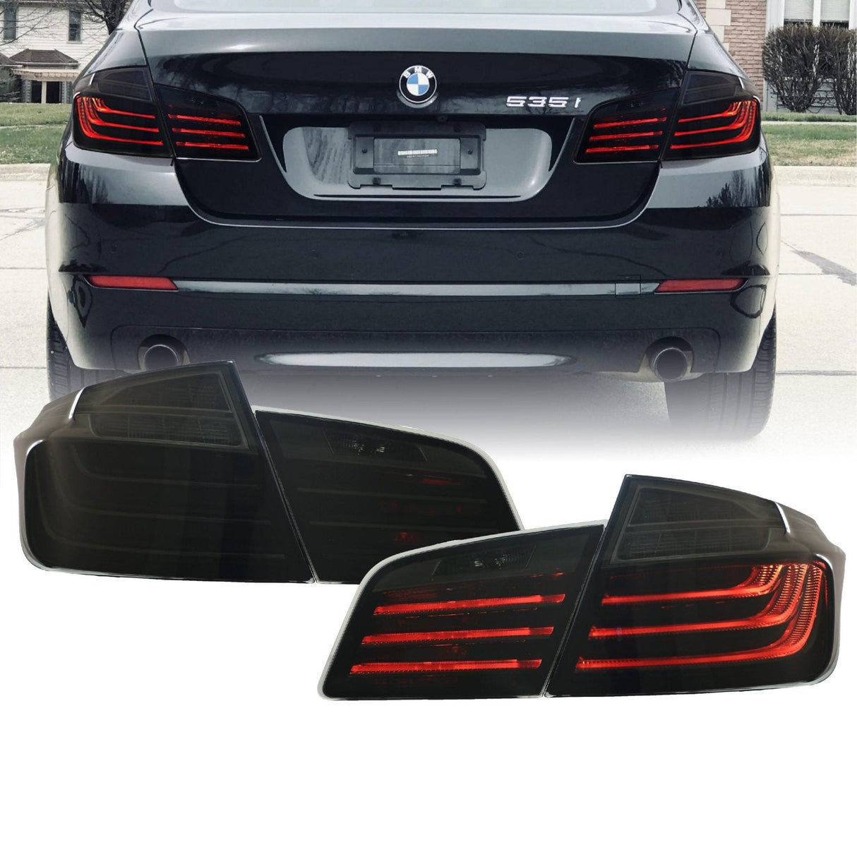 2010-2016 Bmw F10 5 Series Lci Style Blackline/Smoke Led Rear 4 Pieces Tail Lights