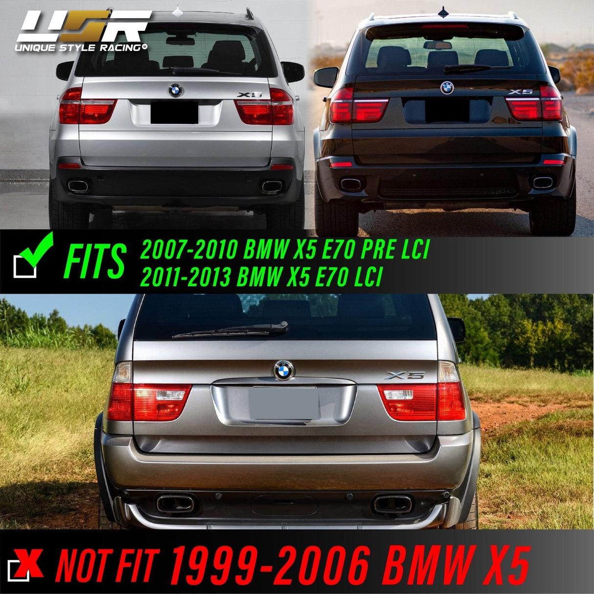 2007-2012 BMW X5 E70 LCI Style Smoke LED Tail Lights