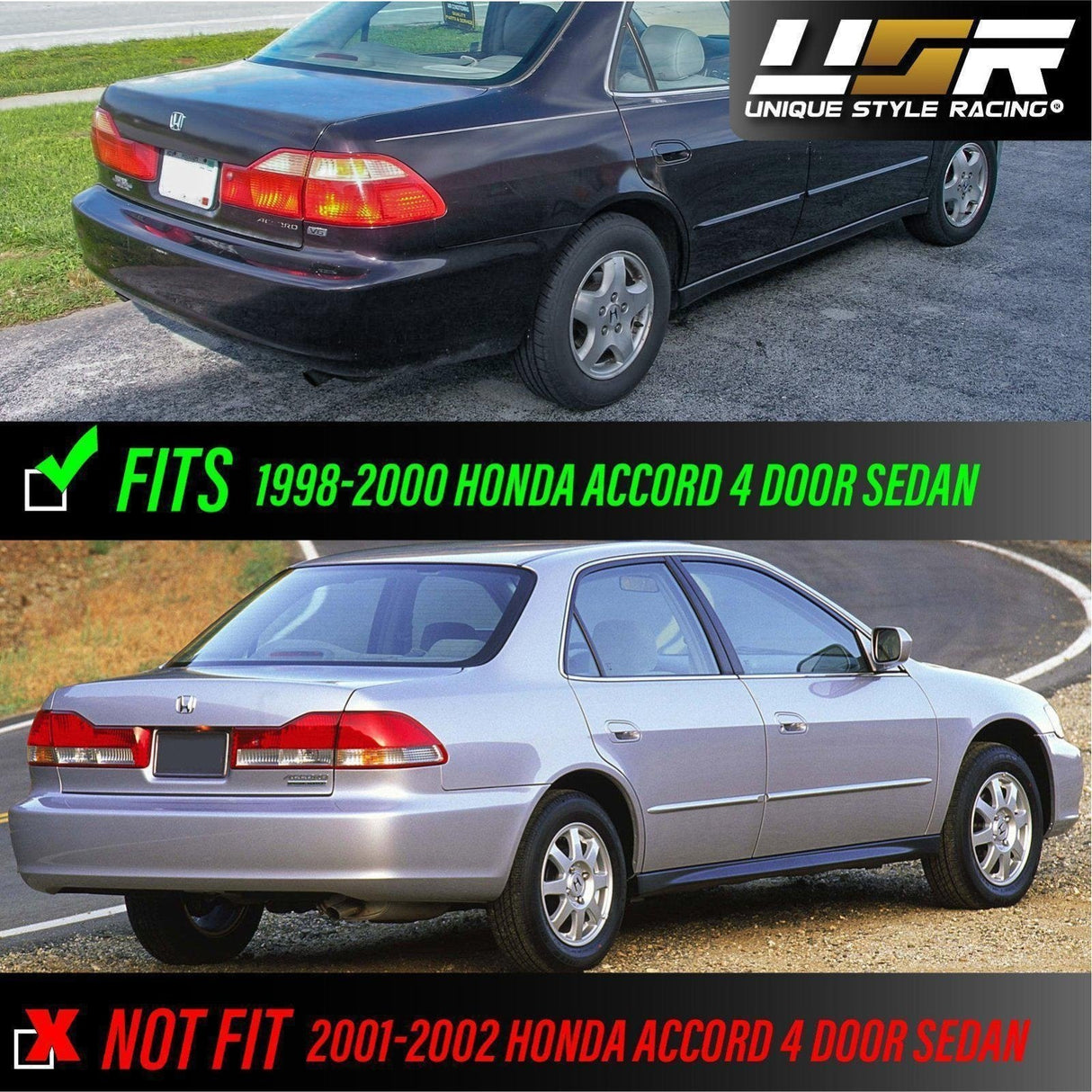 1998-2000 Honda Accord 4dr Red/Clear LED Tail Lights