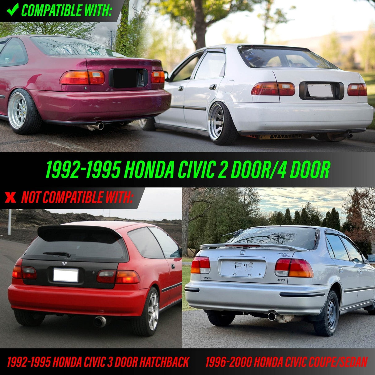 1992-1995 Honda Civic All Clear 4 Pieces Tail Lights