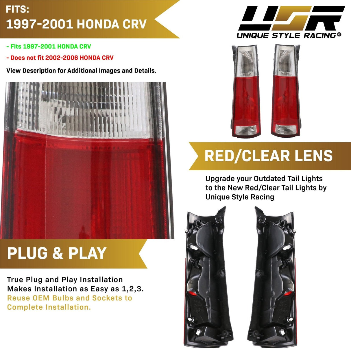1997-2001 Honda CRV Red/Smoke Tail Light