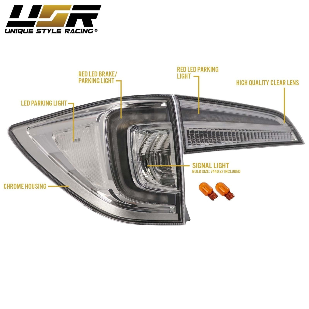 2016-2018 Honda Pilot All Clear Rear Tail Lights Set