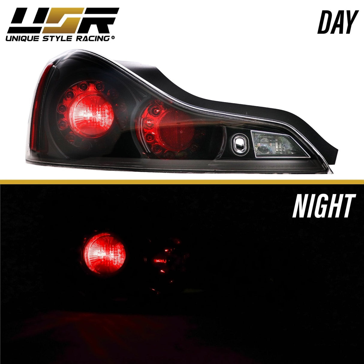 2008-2013 Infiniti G37 Maxzone Style Black Housing Clear Lens Tail Lights