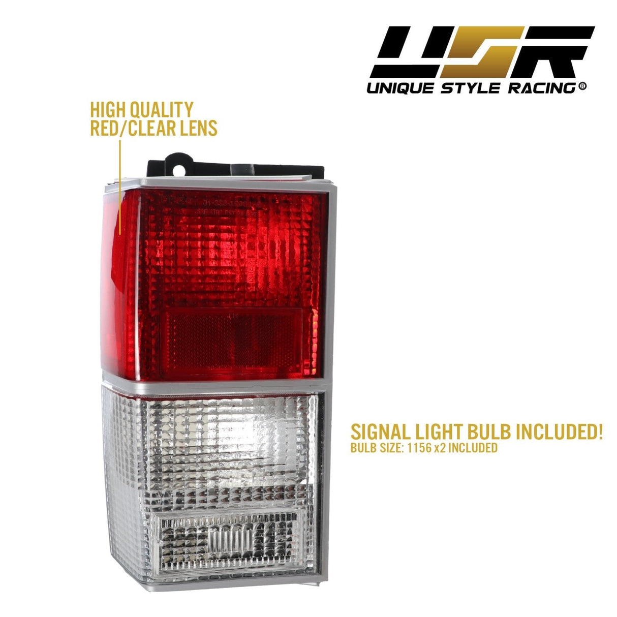 1984-1996 Jeep Cherokee Xj Red/Clear Tail Light