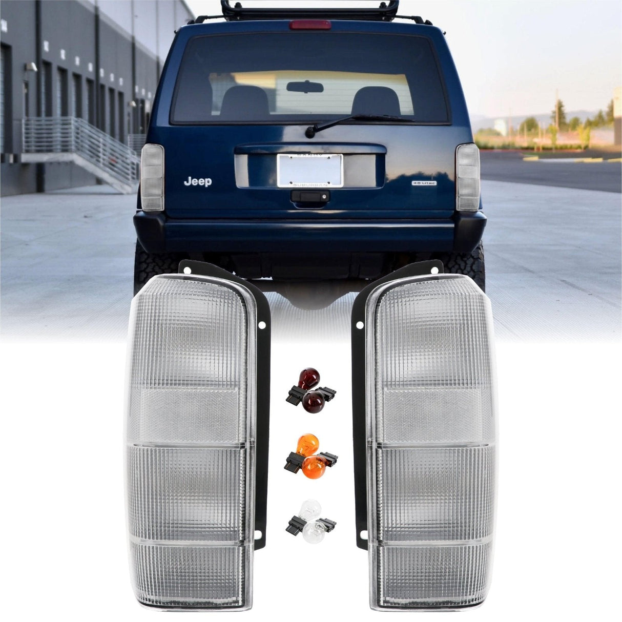 1997-2001 Jeep Cherokee XJ All Clear Tail Lights