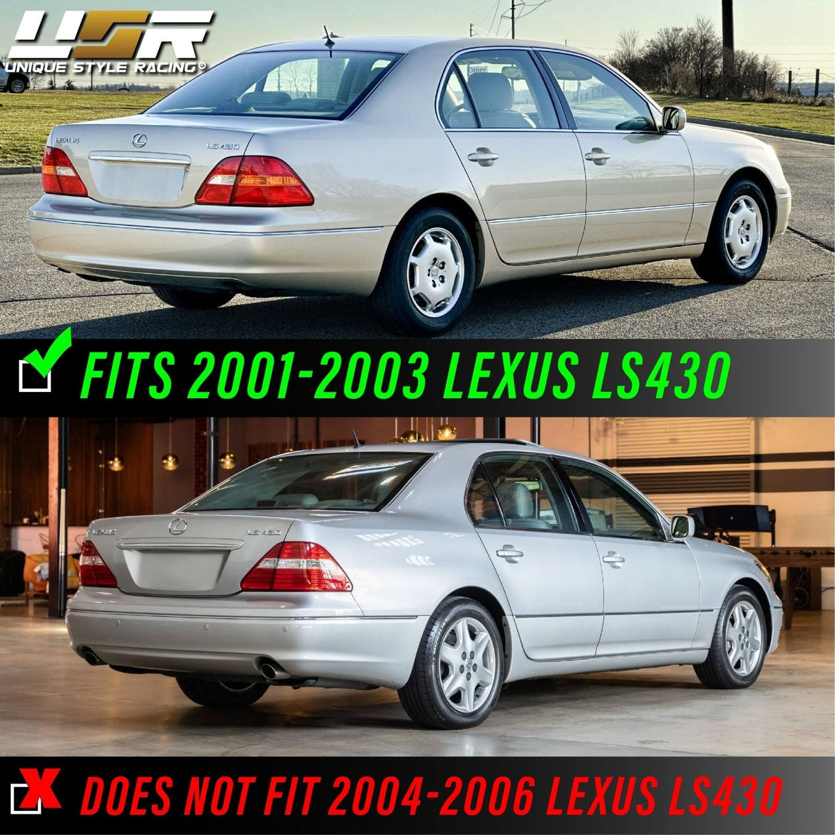 2001-2003 Lexus Ls430 Red/Clear Led Tail Lights Set - 4 Pieces
