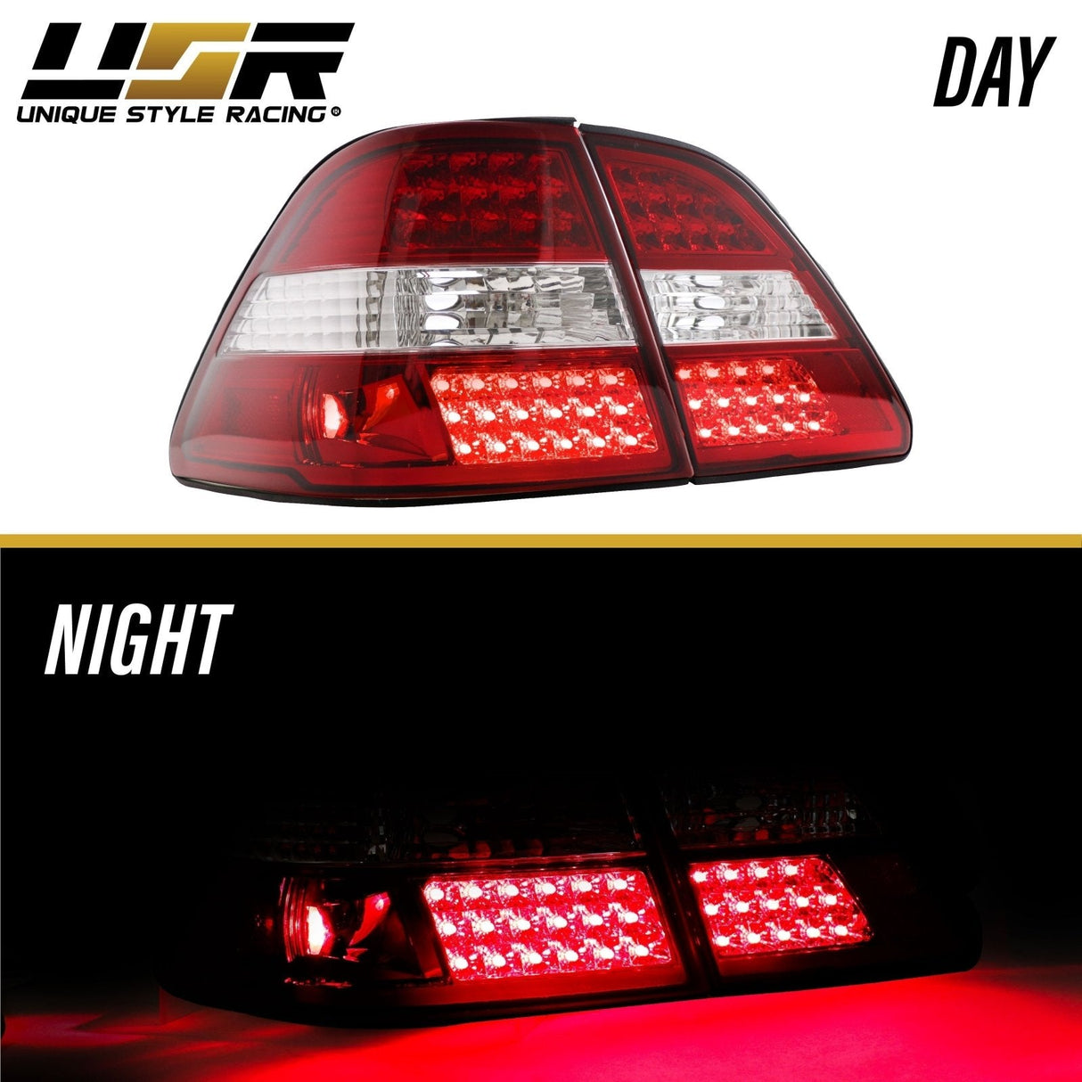 2001-2003 Lexus Ls430 Red/Clear Led Tail Lights Set - 4 Pieces