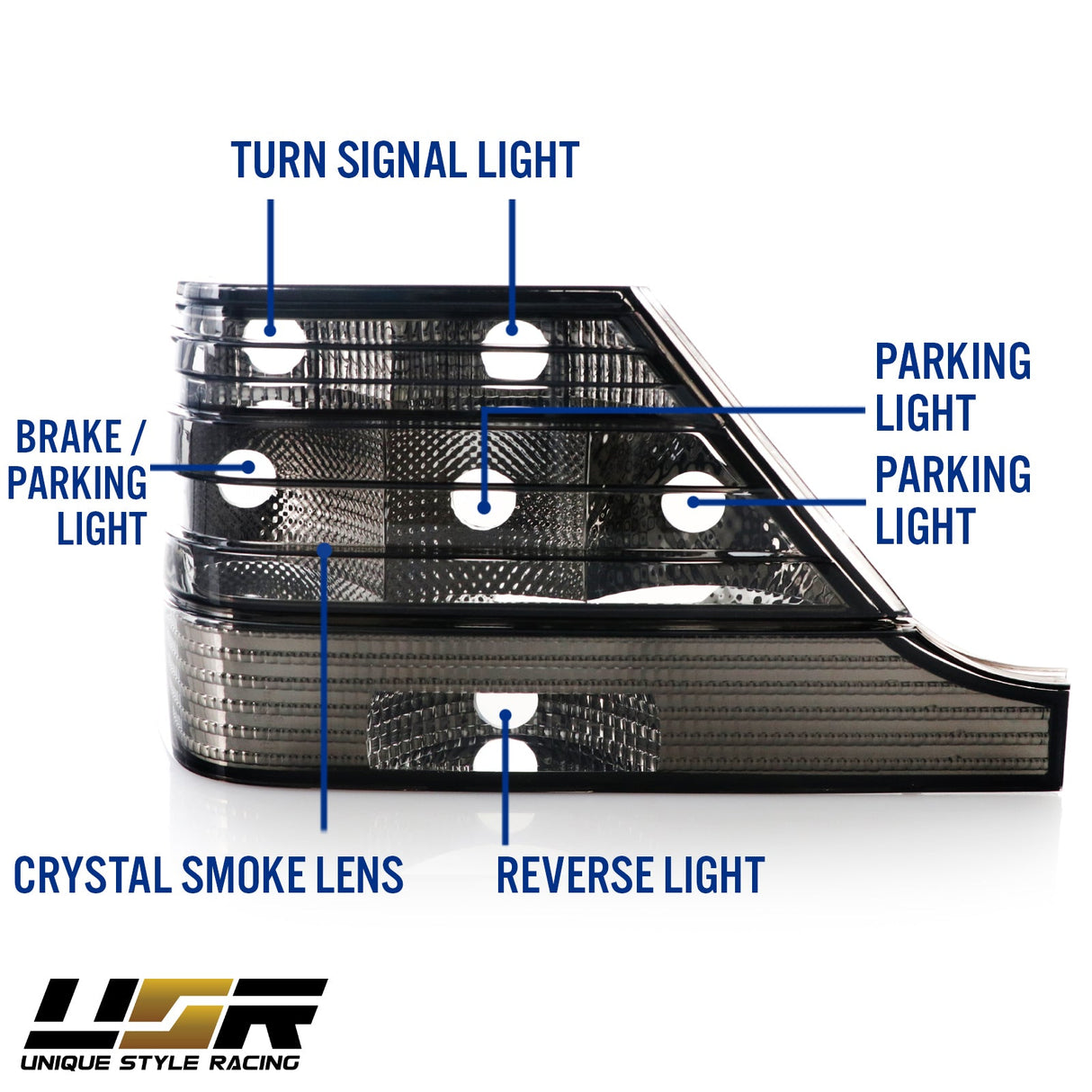 1994-1999 Mercedes W140 S Class Smoke Tail Light Set
