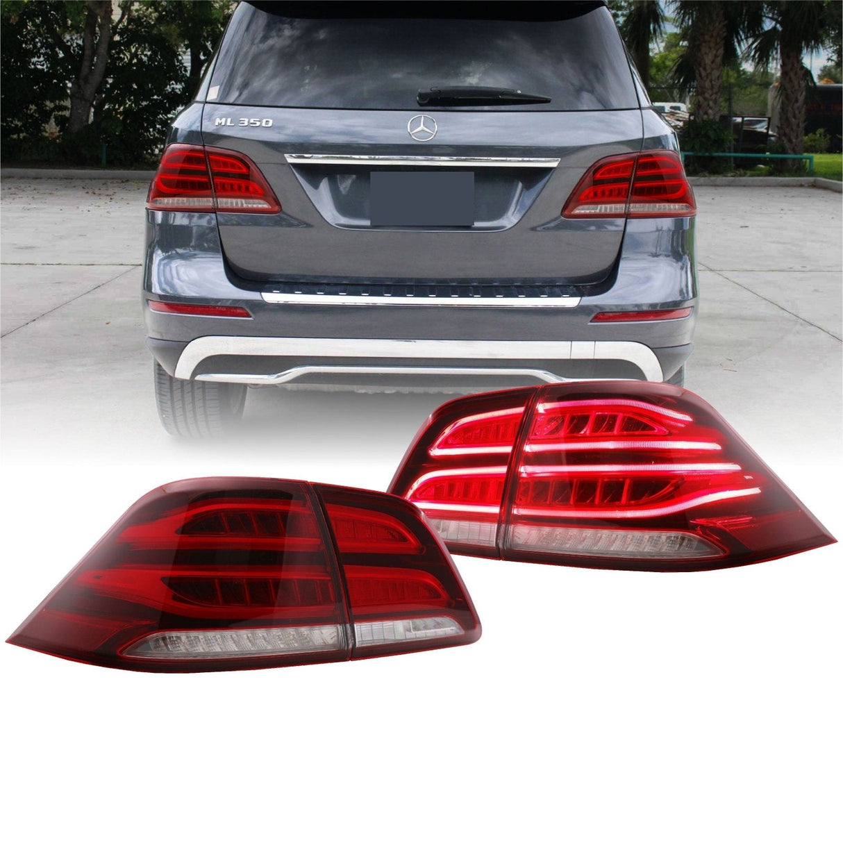 2012-2015 Mercedes W166 M Class GLE Look 4pcs Red/Clear LED Tail Lights