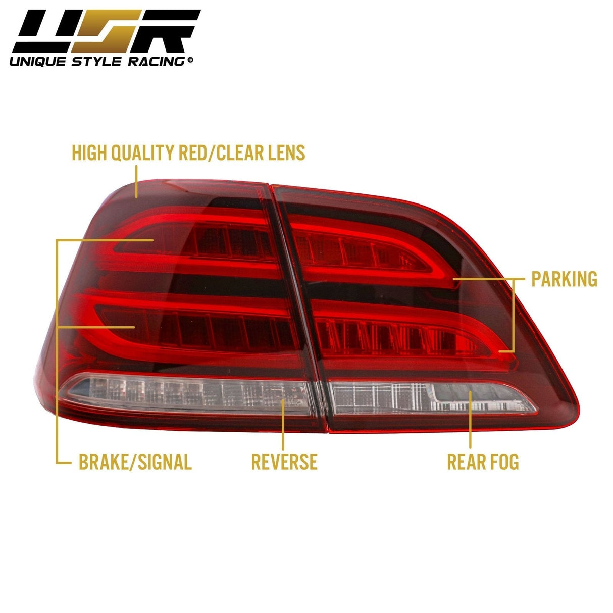 2012-2015 Mercedes W166 M Class GLE Look 4pcs Red/Clear LED Tail Lights