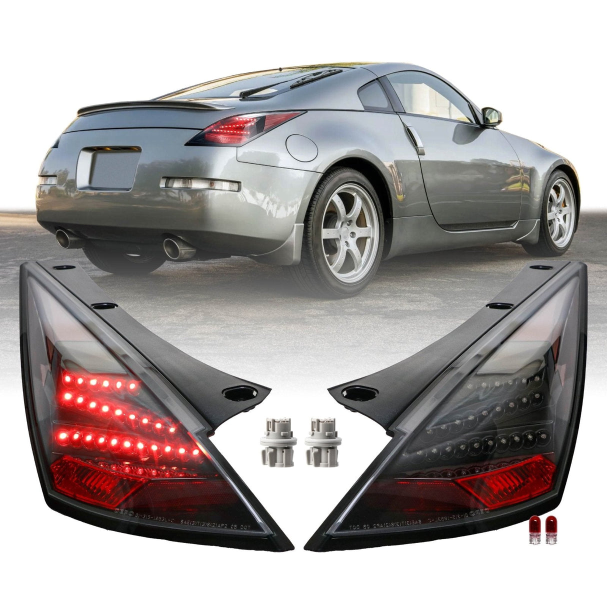 2003-2009 Nissan 350Z DM Black Red Z LED Tail Lights
