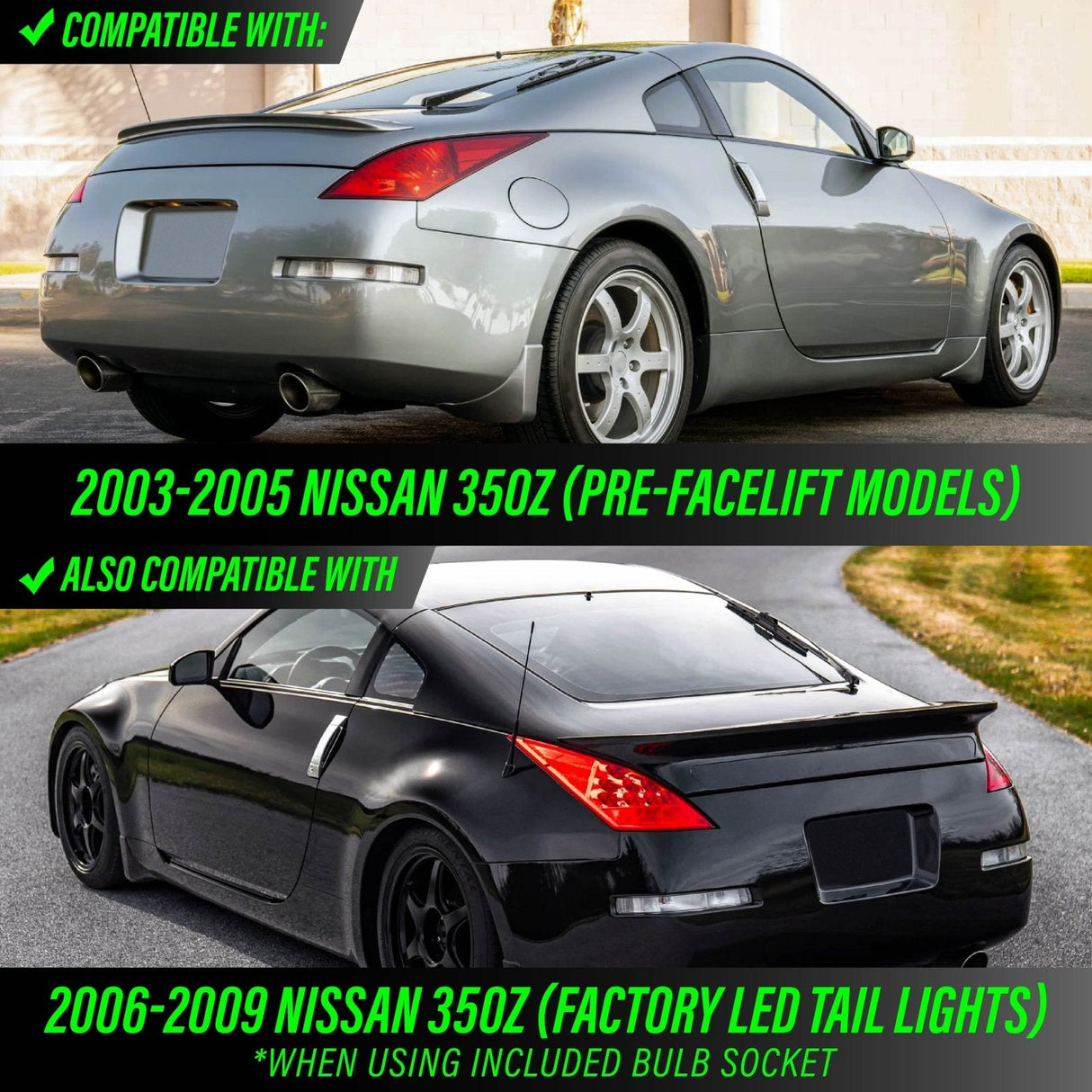 2003-2009 Nissan 350Z DM Black Red Z LED Tail Lights