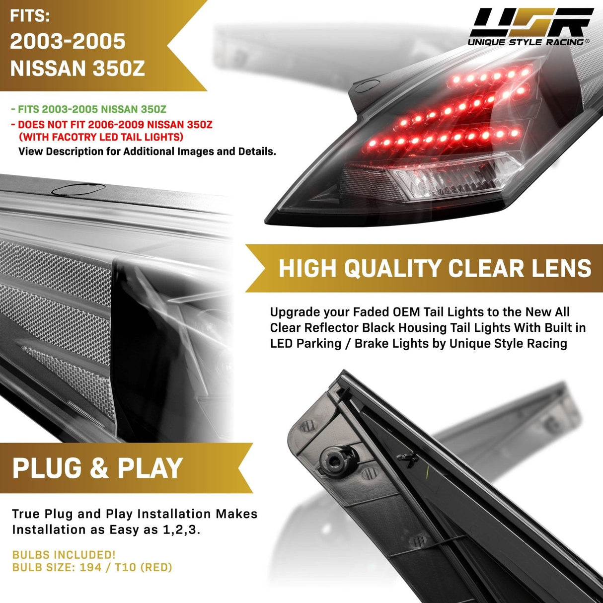 2003-2009 Nissan 350Z Monochrome Z LED Tail Lights