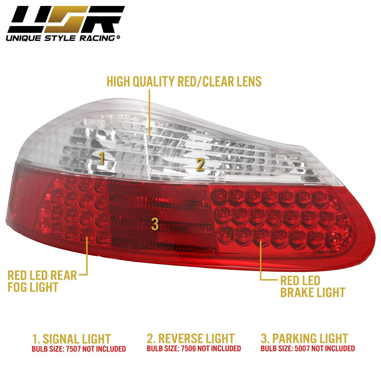 1997-2004 Porsche Boxster LED Red/Smoke Tail Lights