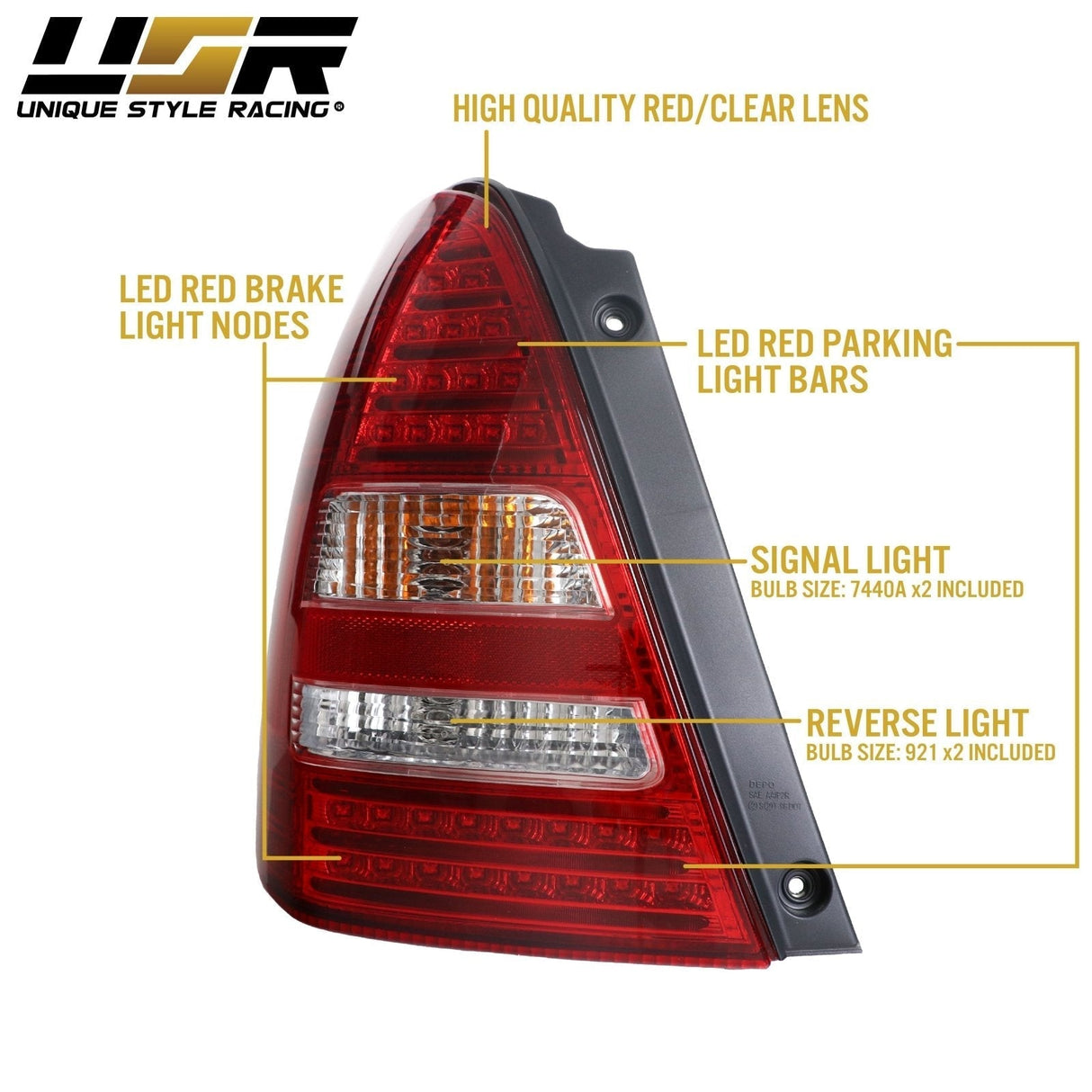 2003-2008 Subaru Forester Red/Clear LED Tail Light