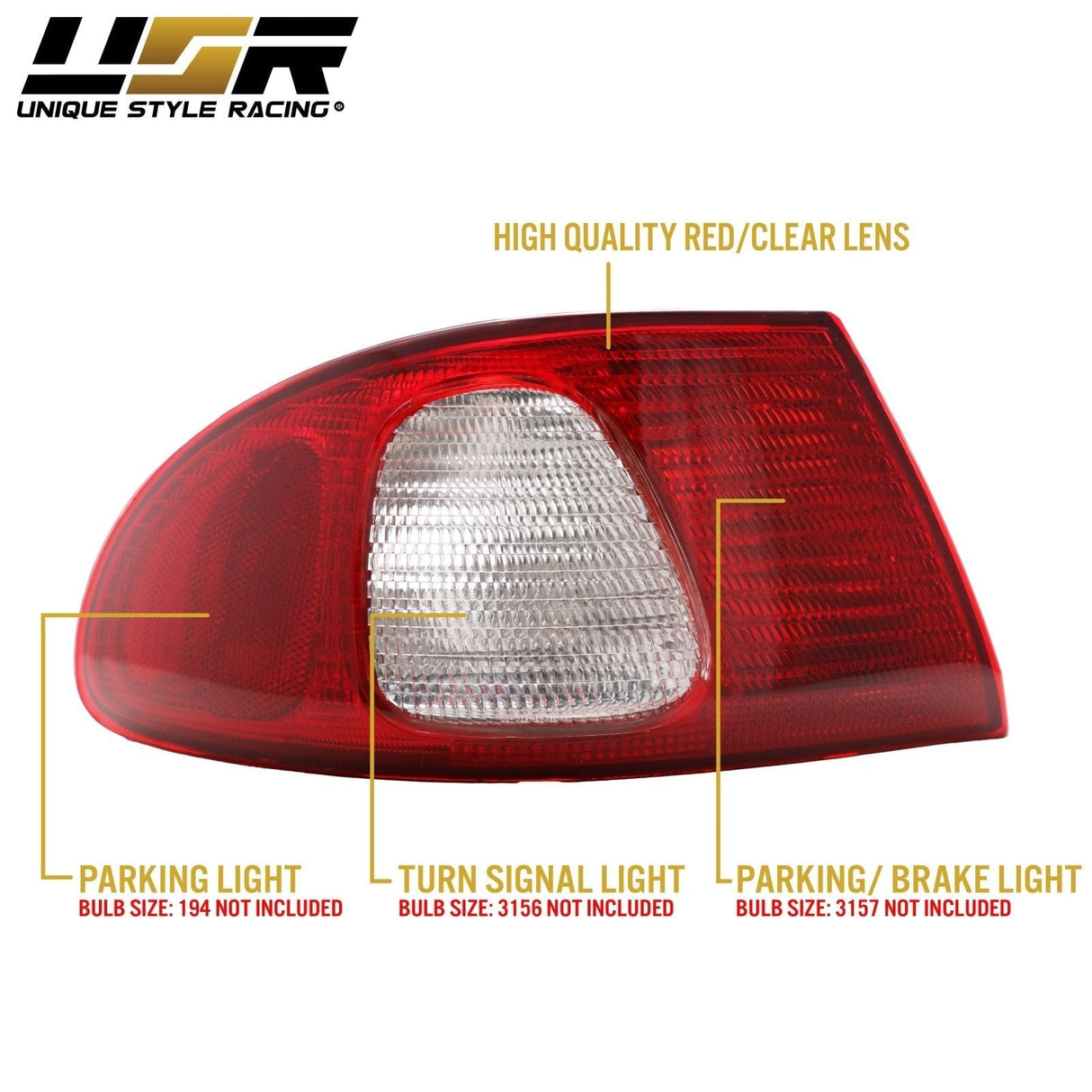 1998-2002 Toyota Corolla Red/Clear 2 Piece Outer Tail Lights
