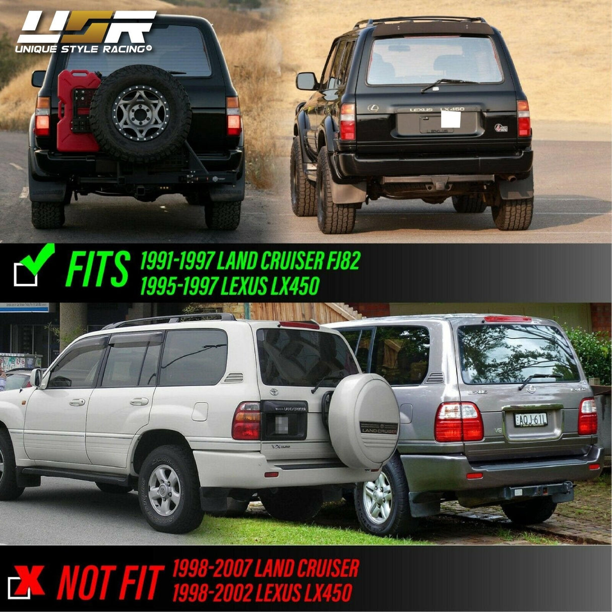 1991-1997 Toyota Land Cruiser Red Smoke LED Tail Lights