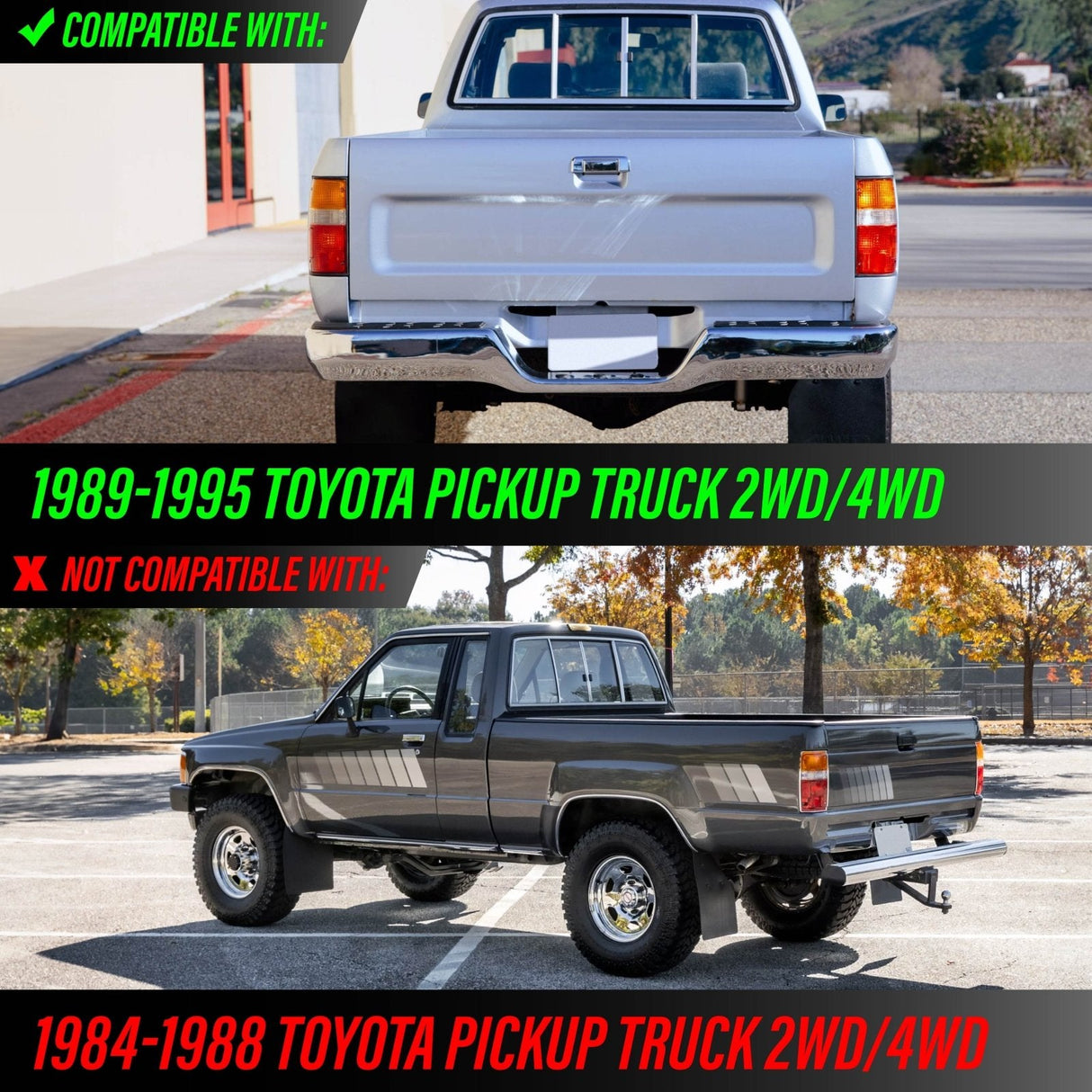 1989-1995 Toyota Pickup Red/Clear Tail Lights