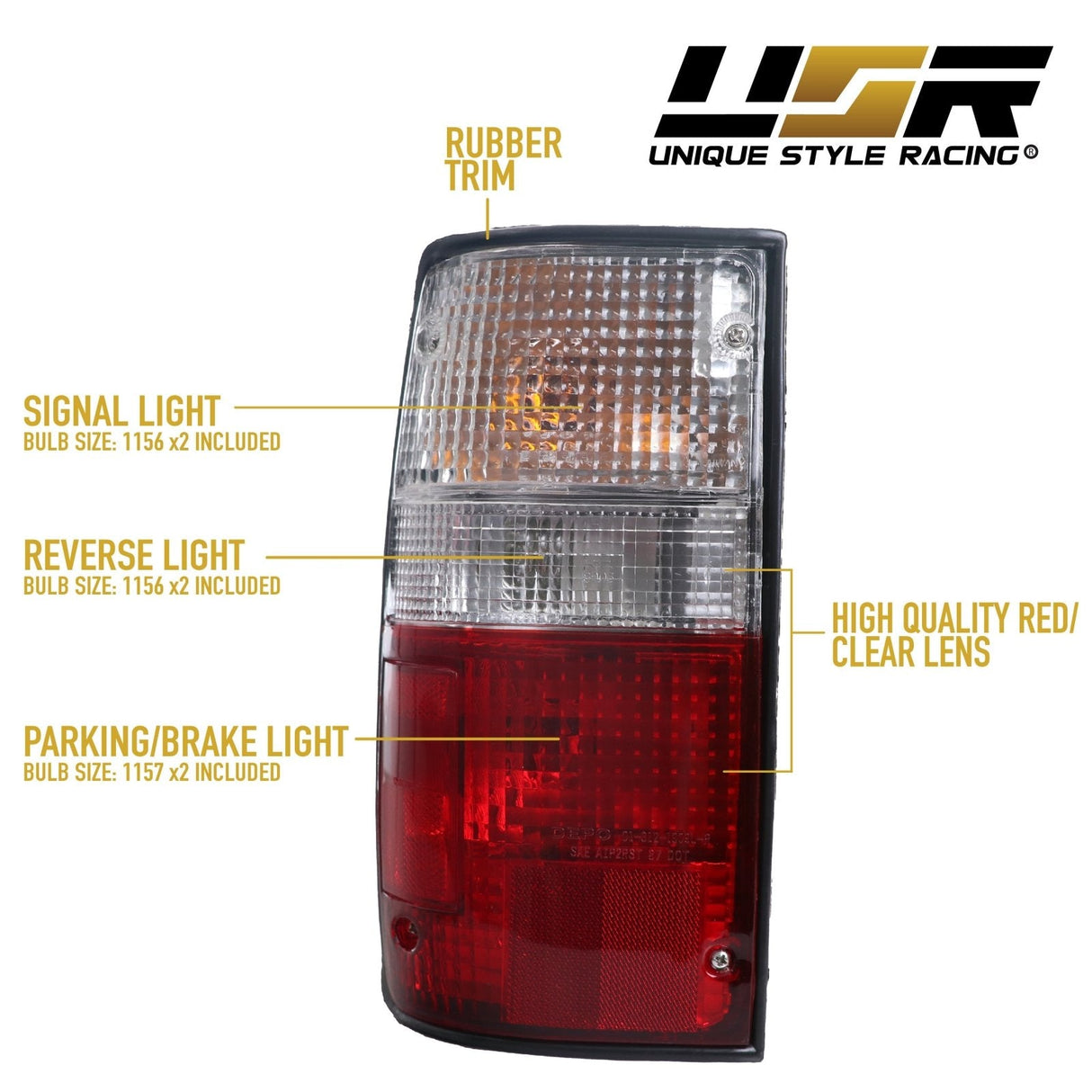 1989-1995 Toyota Pickup Red/Clear Tail Lights